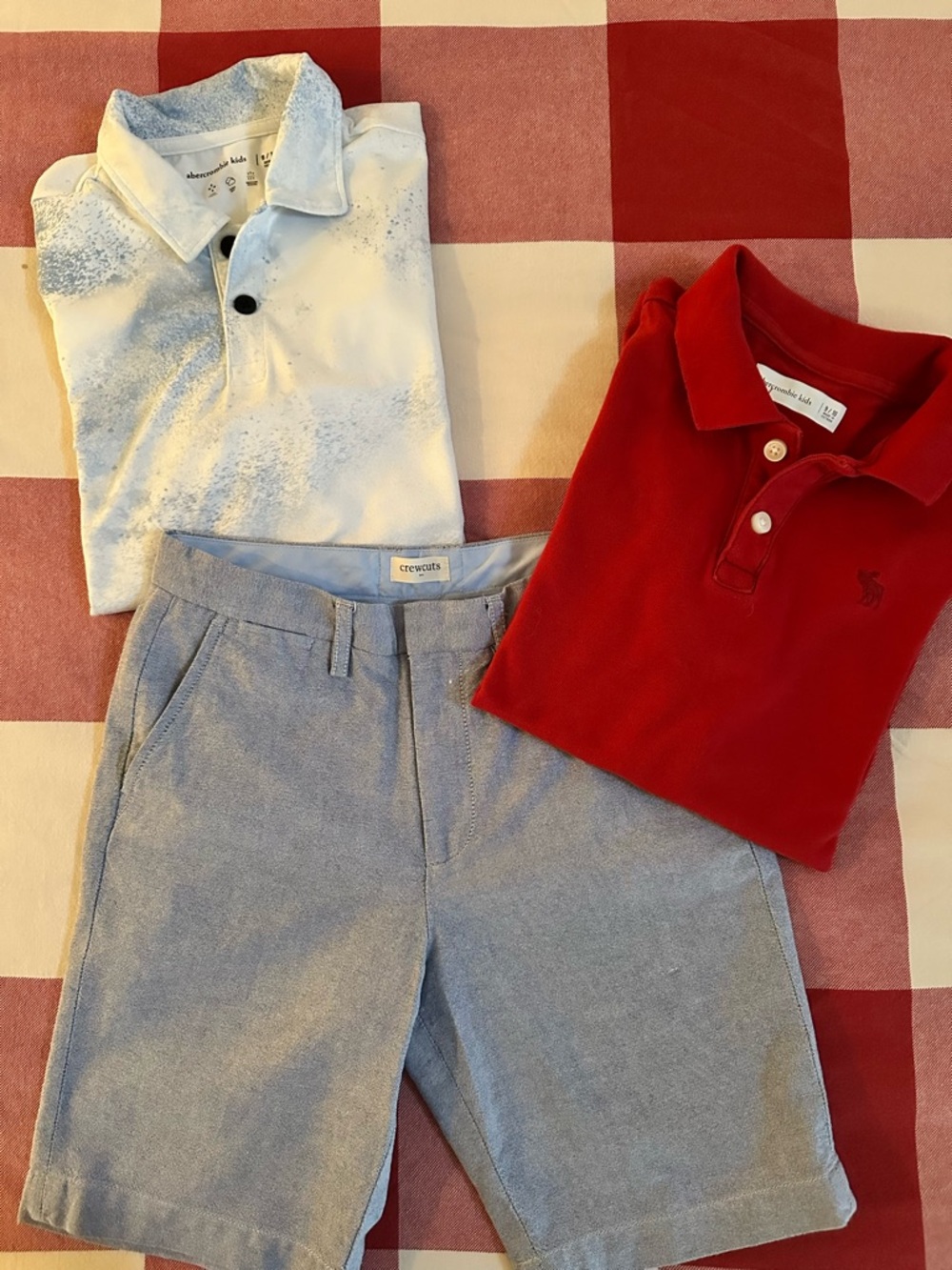 BUNDLED Abercrombie kids polos size9-10 & JCrew Light Blue chambray shorts size8
